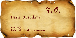 Hiri Olivér névjegykártya